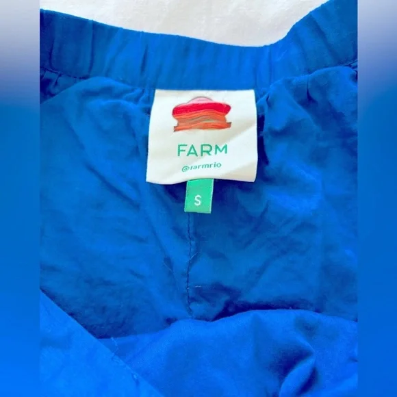 FARM Rio Blue 3D Pineapple Embroidered Midi Skirt Pom Pom Hem A-Line Size S NEW - Picture 11 of 12